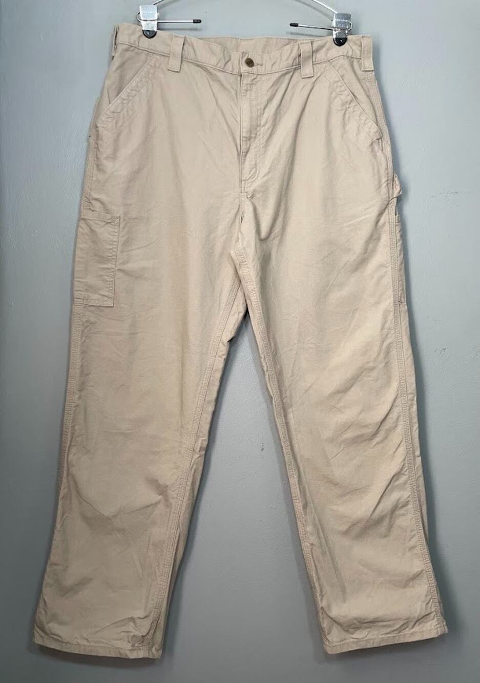 Carhartt Dungarees Pants Mens Size 38X32 Khaki Tan Baggy Carpenter Utility Y2K